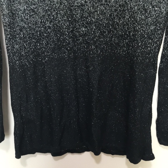 LAURA black silver metallic shimmery cowl neck long sleeve dressy shirt Small - Picture 3 of 10
